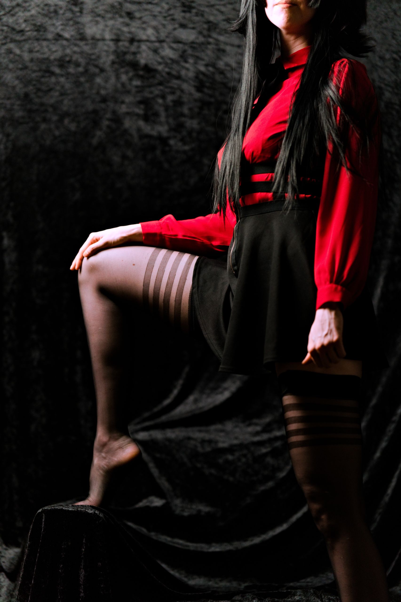 Mayuzumi Fuyuko in Red Shirt, Black Skirt and Black Stockings image 13