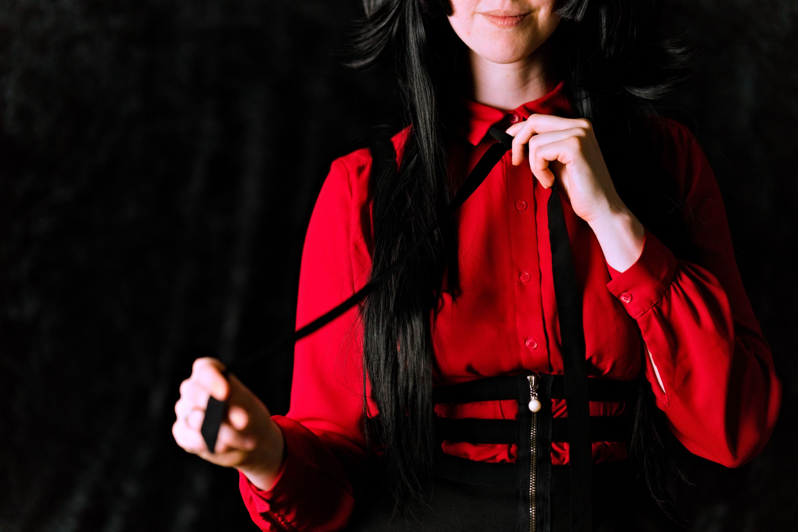 Mayuzumi Fuyuko in Red Shirt, Black Skirt and Black Stockings image 45