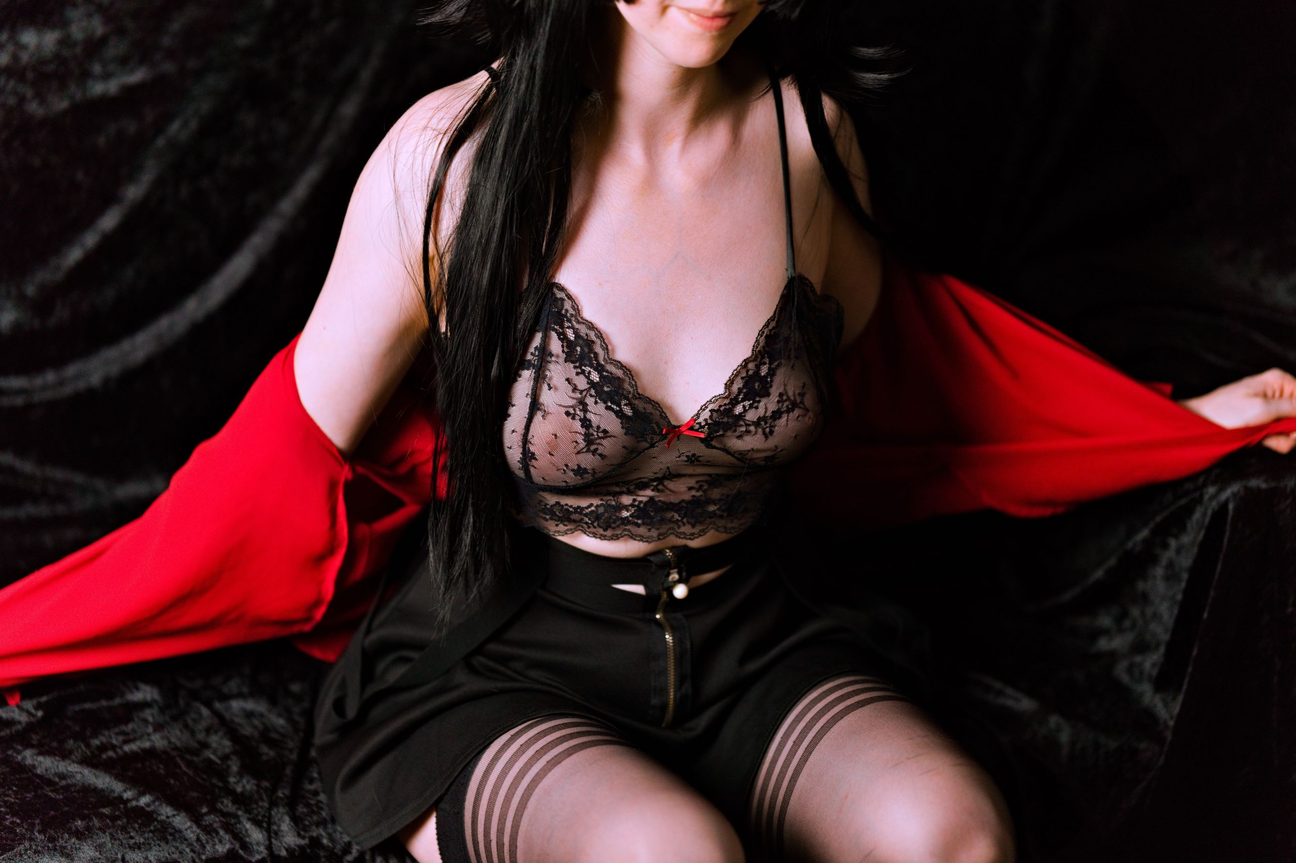 Mayuzumi Fuyuko in Red Shirt, Black Skirt and Black Stockings image 57