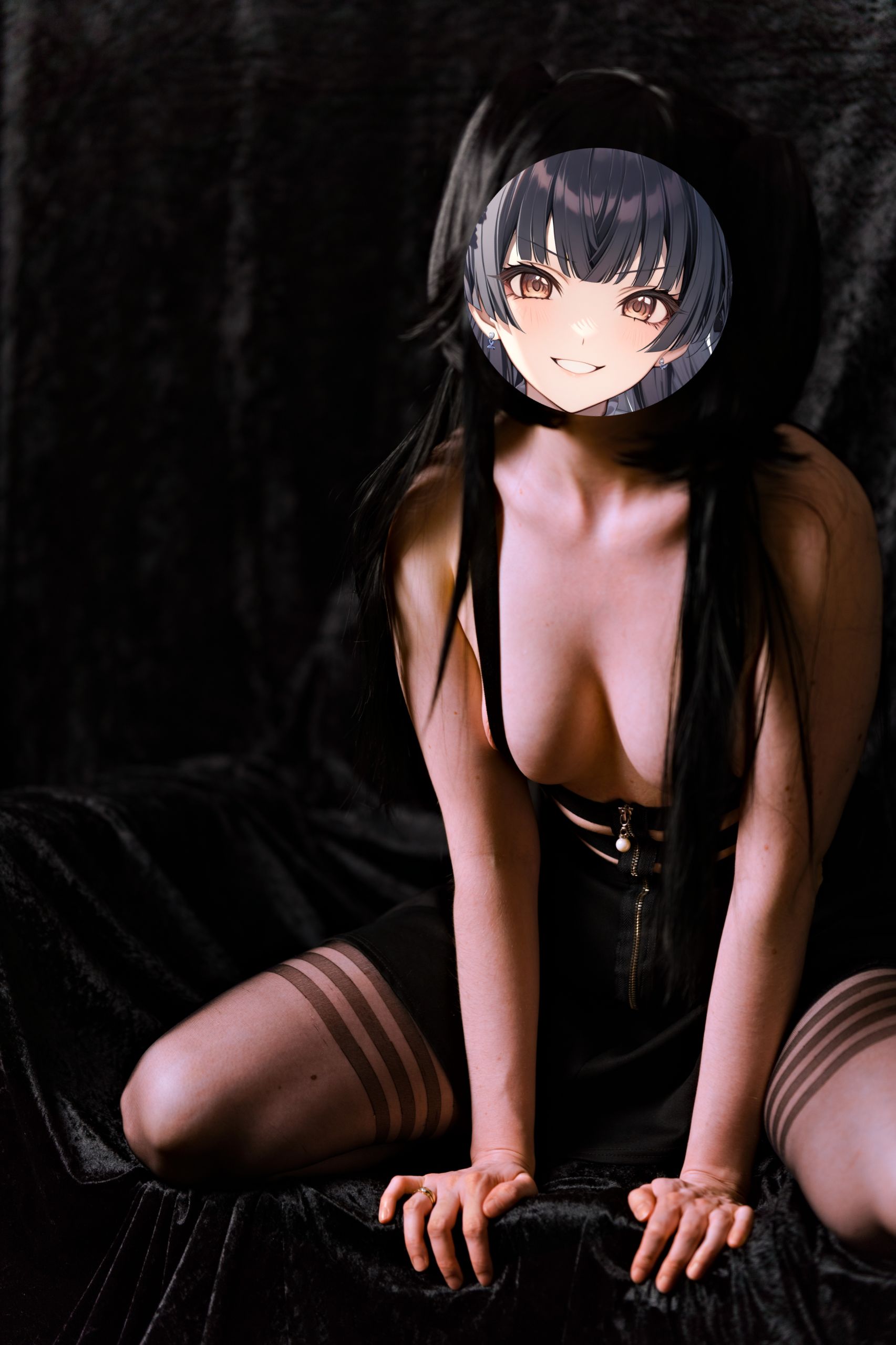 Mayuzumi Fuyuko in Red Shirt, Black Skirt and Black Stockings image 85
