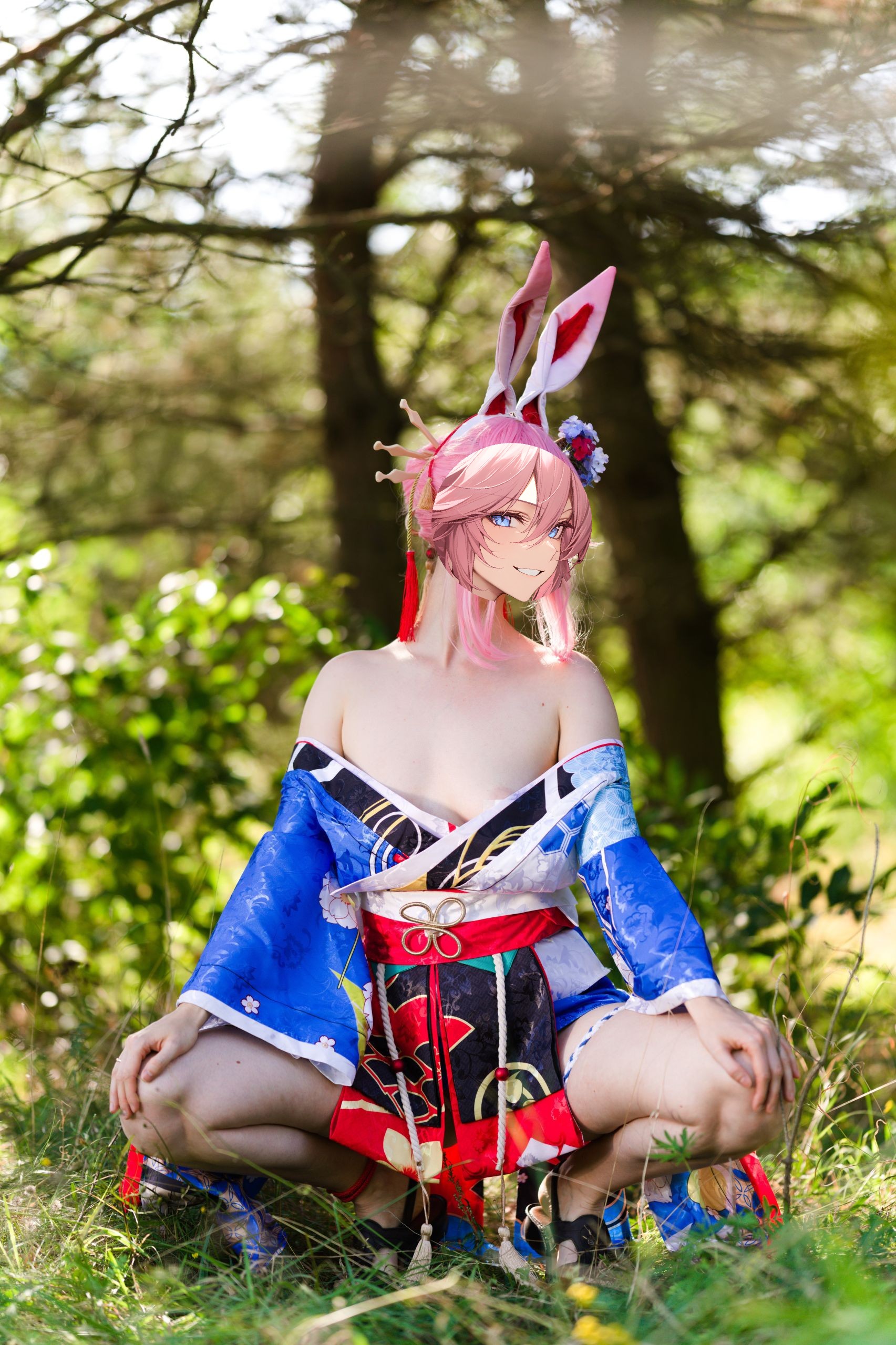 Summer Outdoor Yae Sakura in Blooming Maiko Kimono and White Stockings image 100