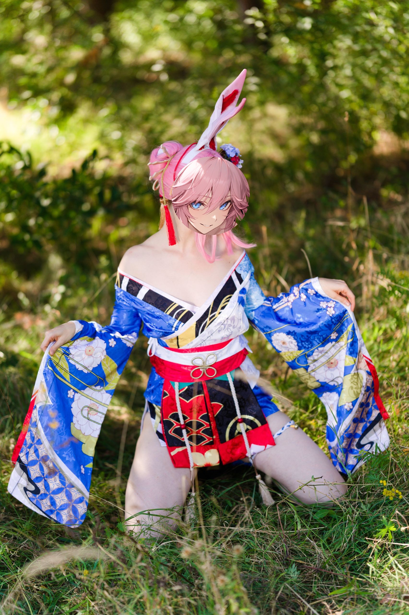 Summer Outdoor Yae Sakura in Blooming Maiko Kimono and White Stockings image 105