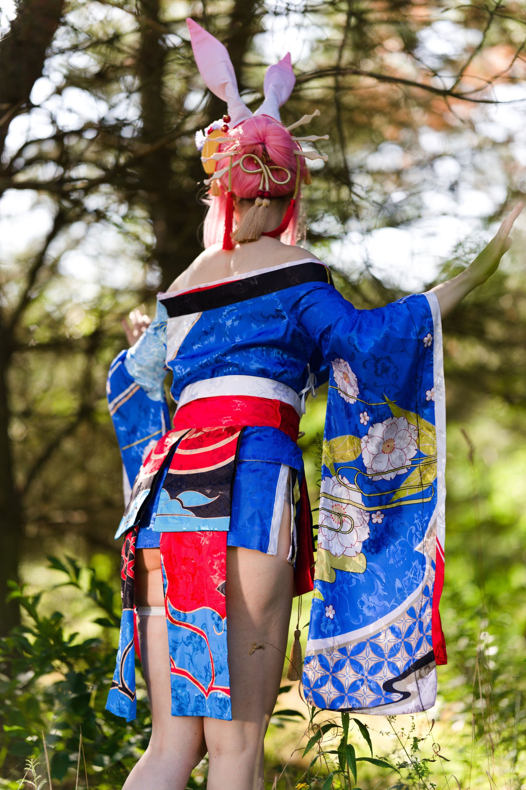 Summer Outdoor Yae Sakura in Blooming Maiko Kimono and White Stockings image 117