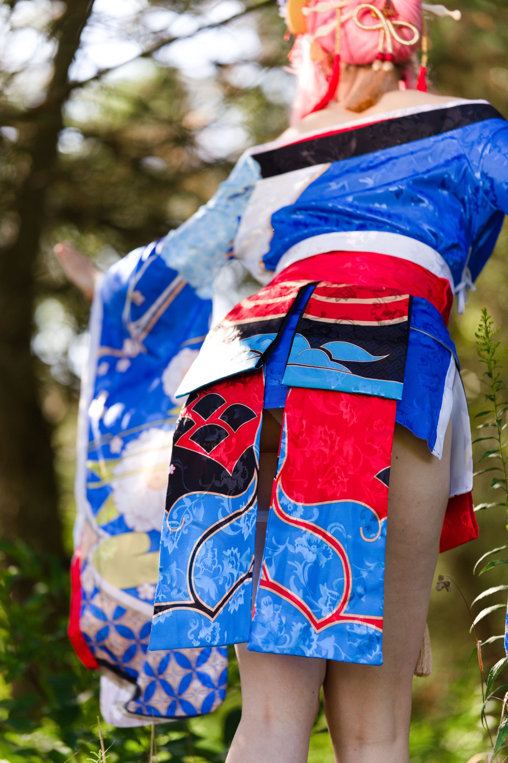 Summer Outdoor Yae Sakura in Blooming Maiko Kimono and White Stockings image 118