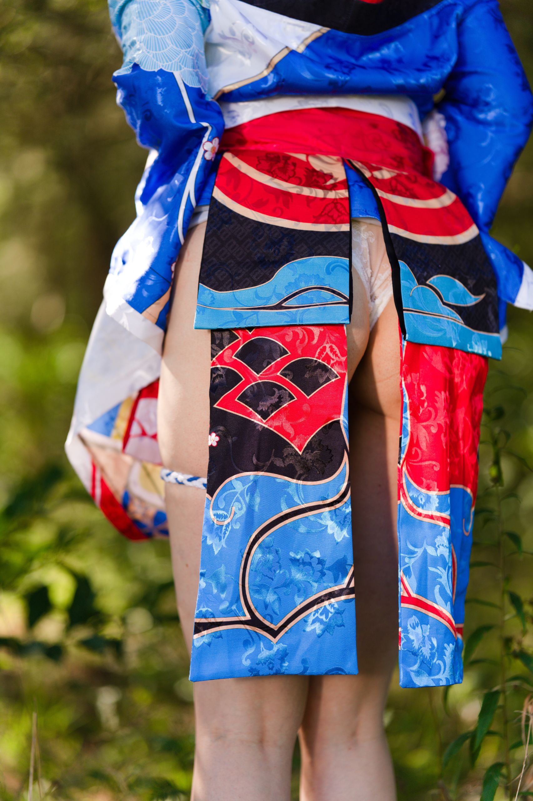 Summer Outdoor Yae Sakura in Blooming Maiko Kimono and White Stockings image 121
