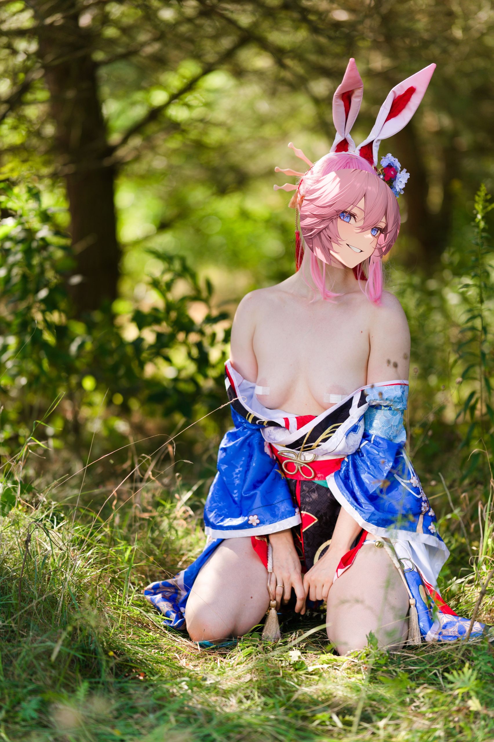 Summer Outdoor Yae Sakura in Blooming Maiko Kimono and White Stockings image 135