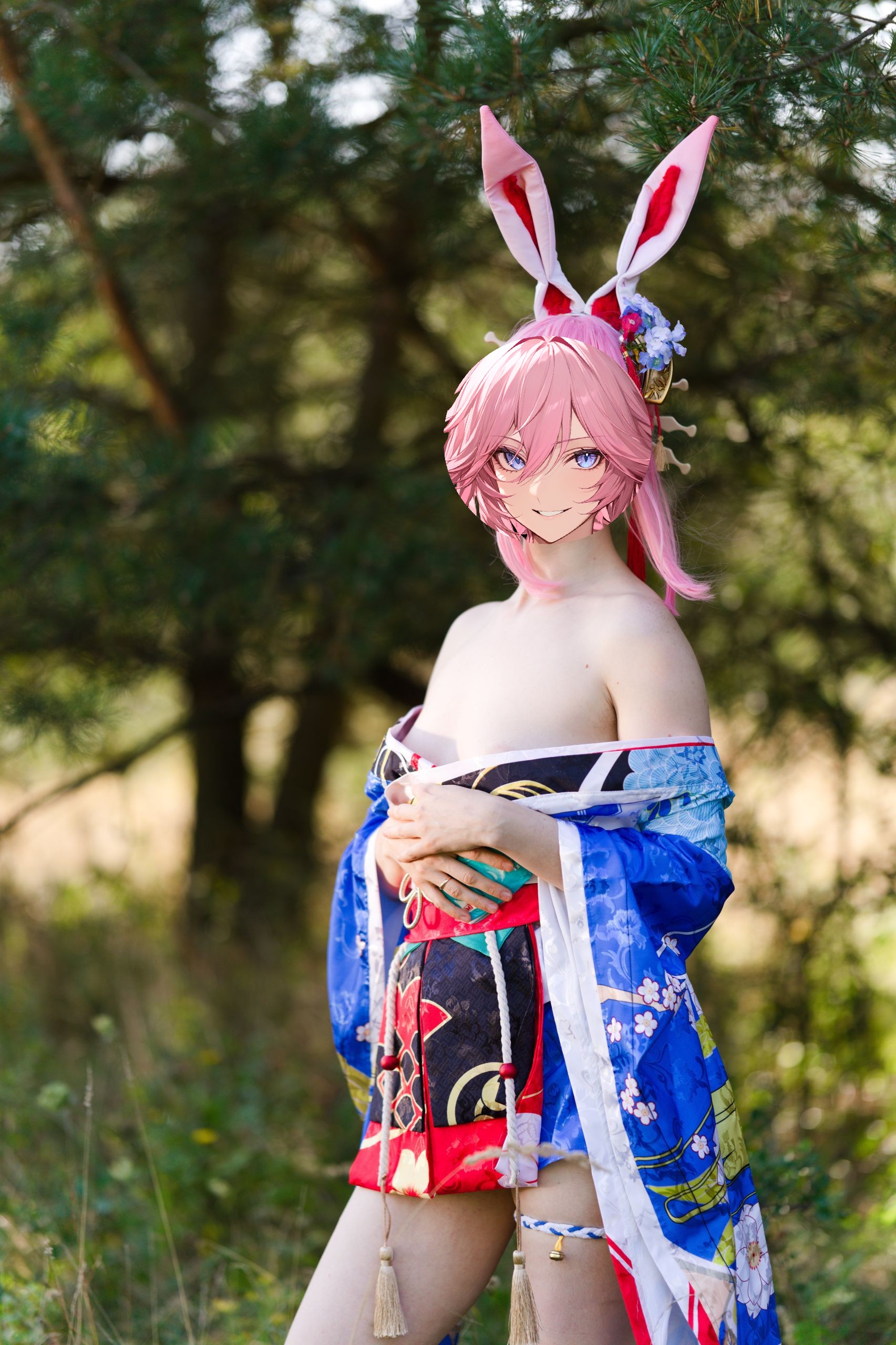 Summer Outdoor Yae Sakura in Blooming Maiko Kimono and White Stockings image 137