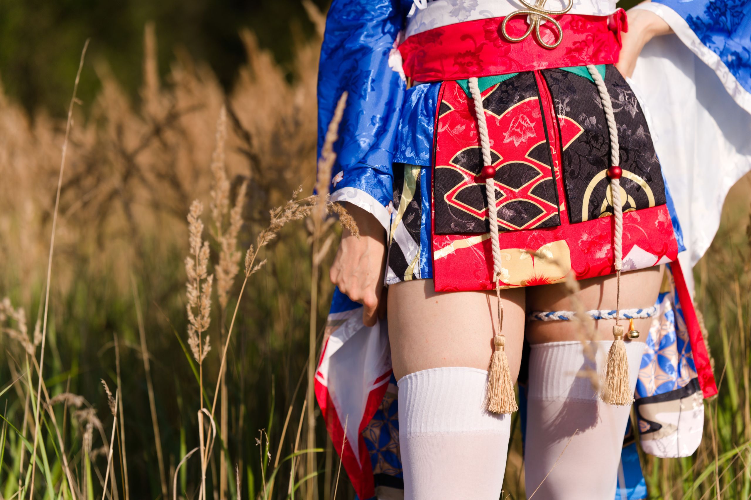 Summer Outdoor Yae Sakura in Blooming Maiko Kimono and White Stockings image 2