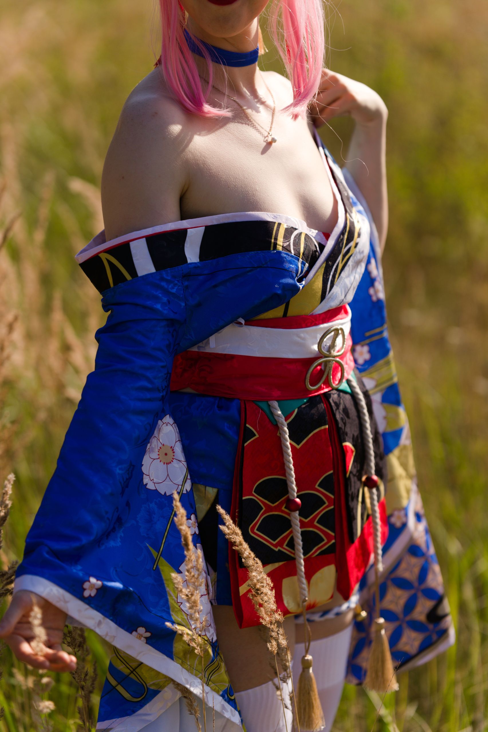 Summer Outdoor Yae Sakura in Blooming Maiko Kimono and White Stockings image 23