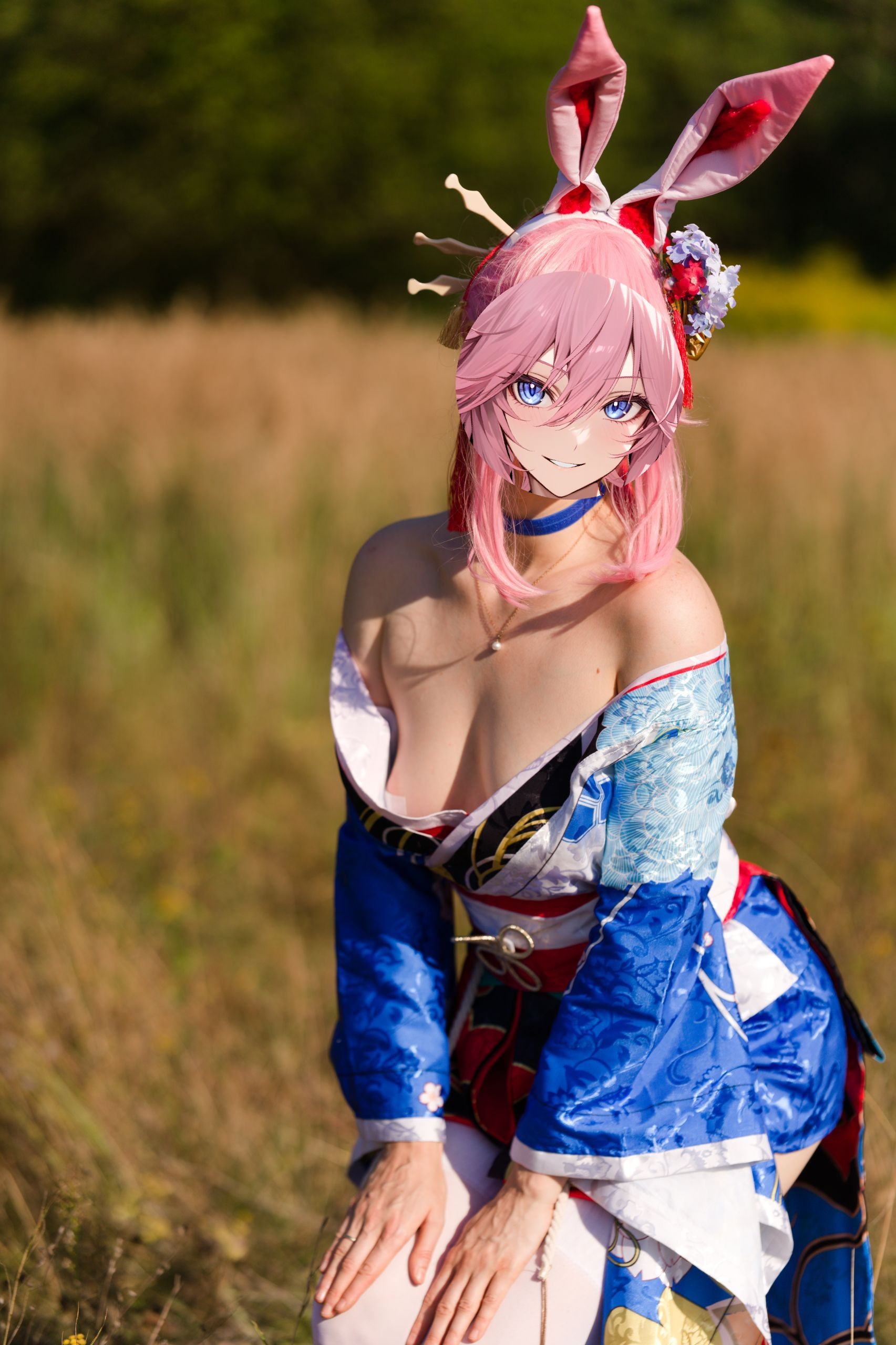 Summer Outdoor Yae Sakura in Blooming Maiko Kimono and White Stockings image 42