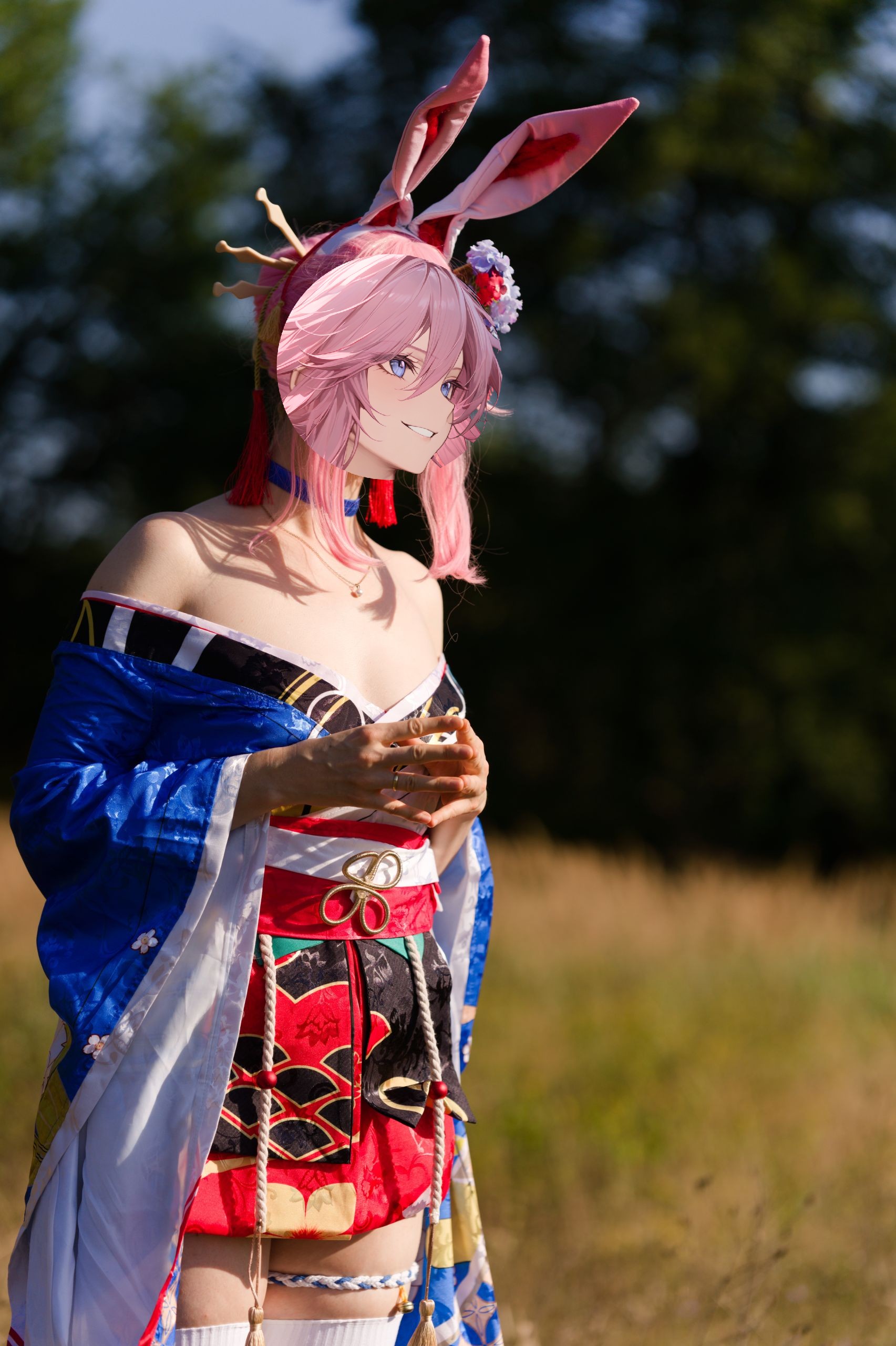 Summer Outdoor Yae Sakura in Blooming Maiko Kimono and White Stockings image 48