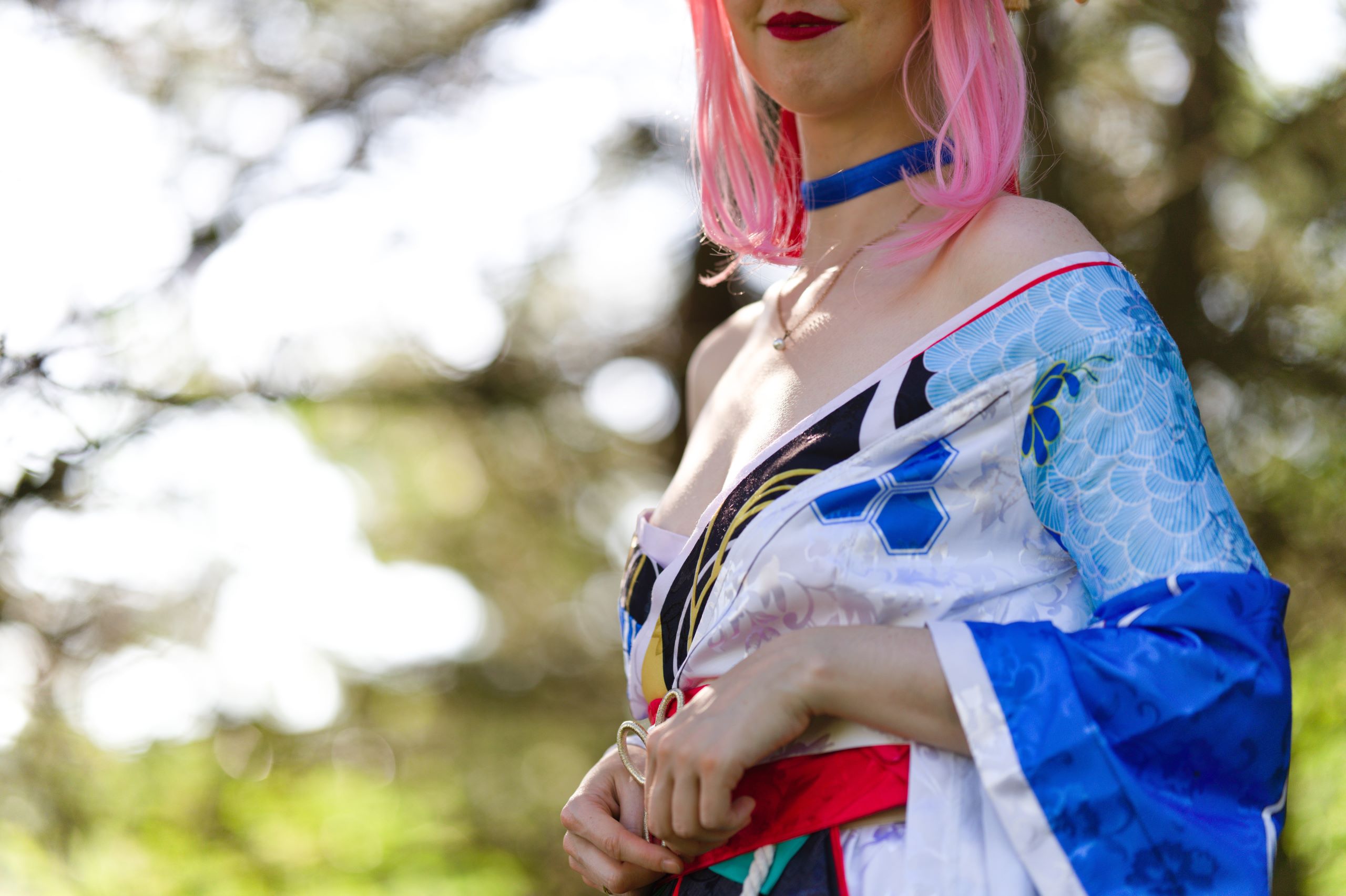 Summer Outdoor Yae Sakura in Blooming Maiko Kimono and White Stockings image 79