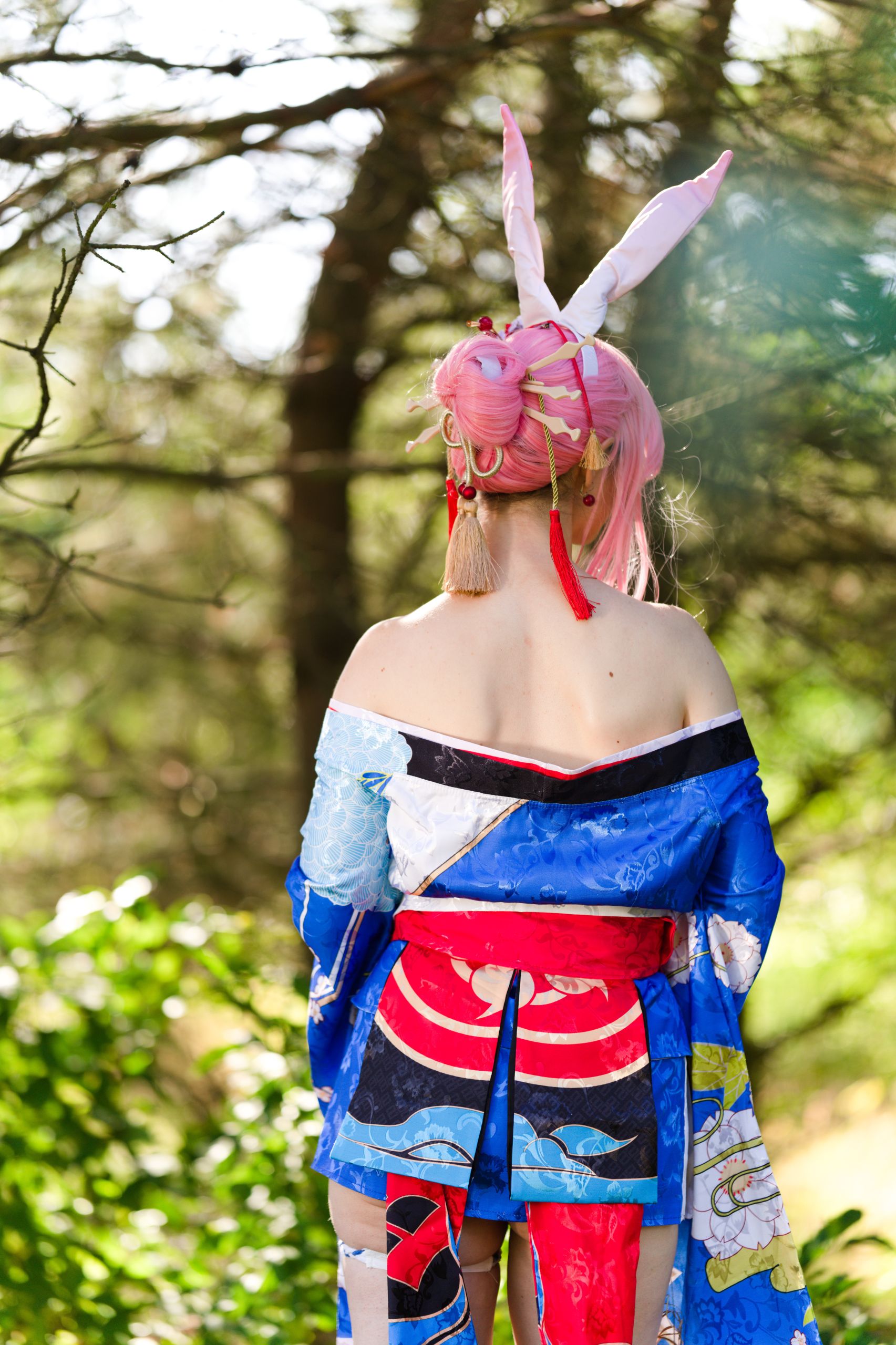 Summer Outdoor Yae Sakura in Blooming Maiko Kimono and White Stockings image 85