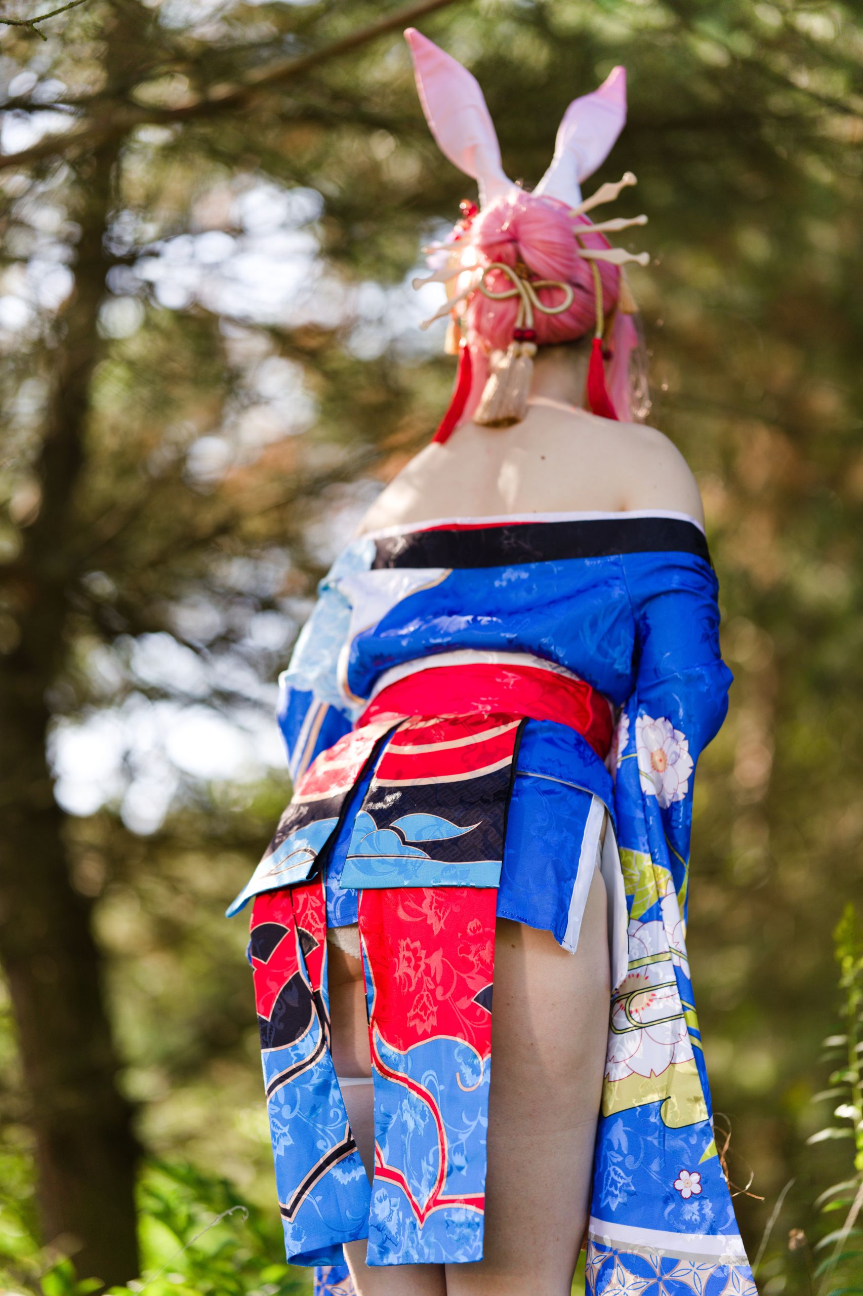 Summer Outdoor Yae Sakura in Blooming Maiko Kimono and White Stockings image 86