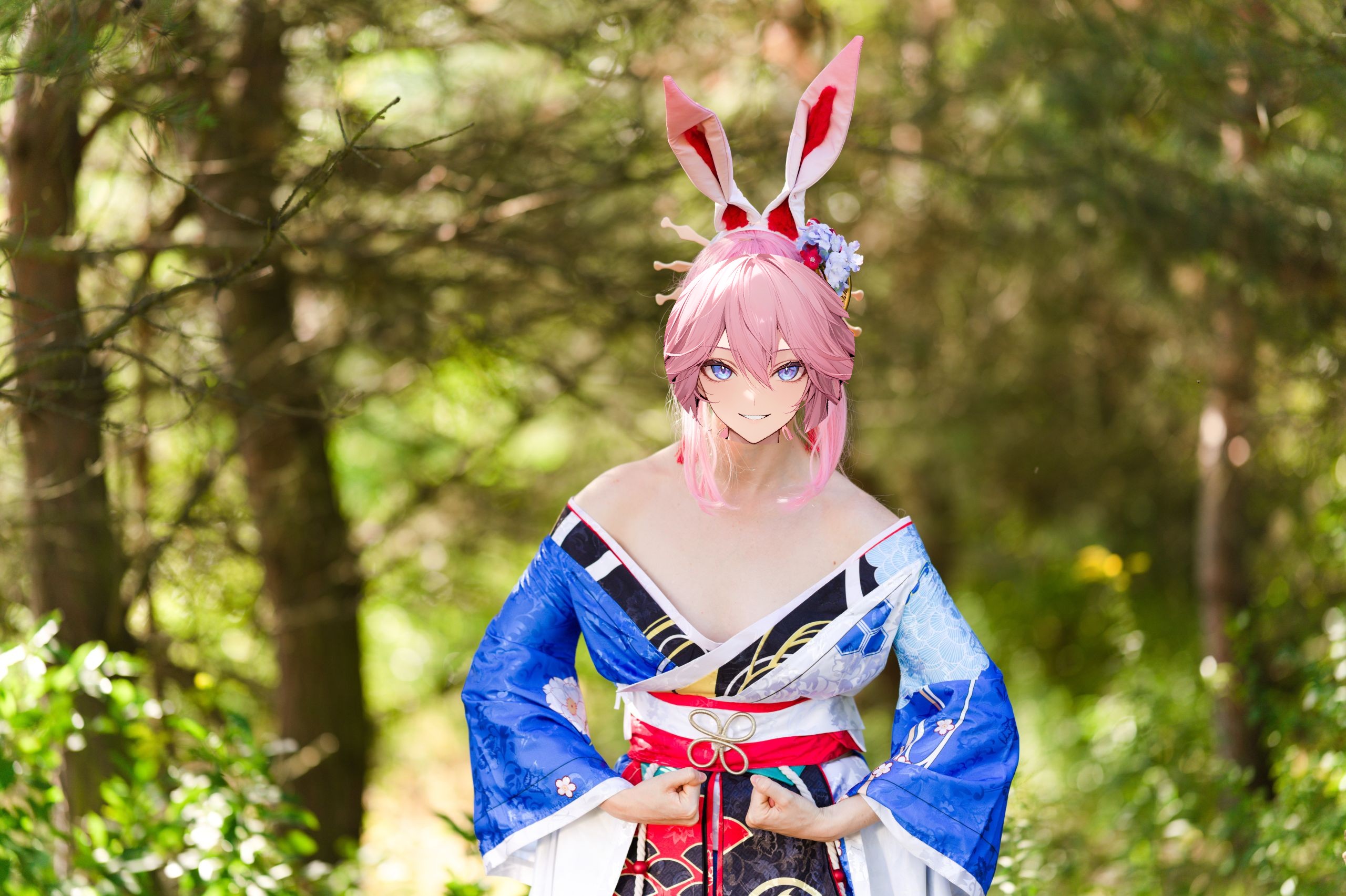 Summer Outdoor Yae Sakura in Blooming Maiko Kimono and White Stockings image 96