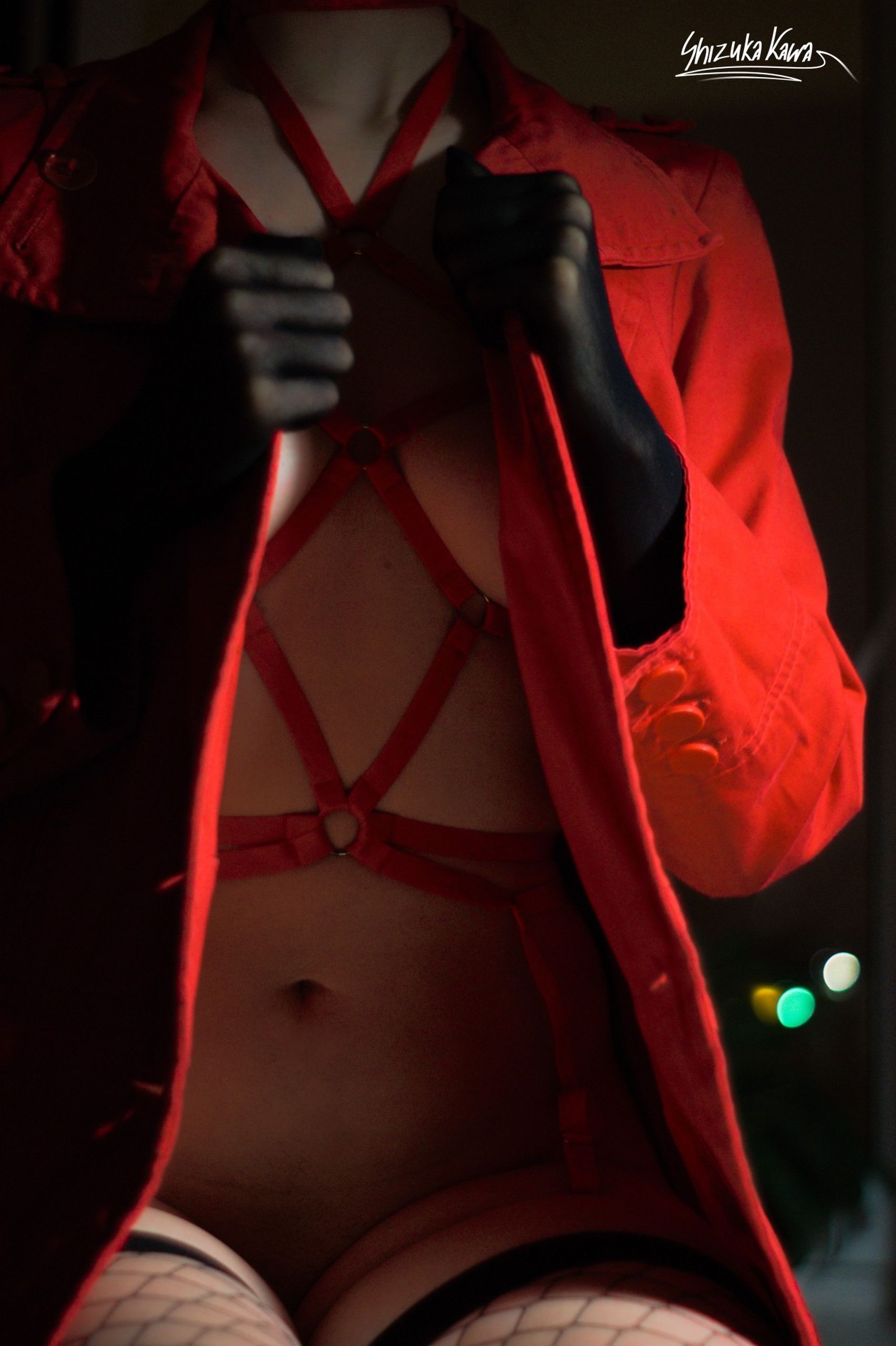 Red Body Harness and Trench Coat image 12