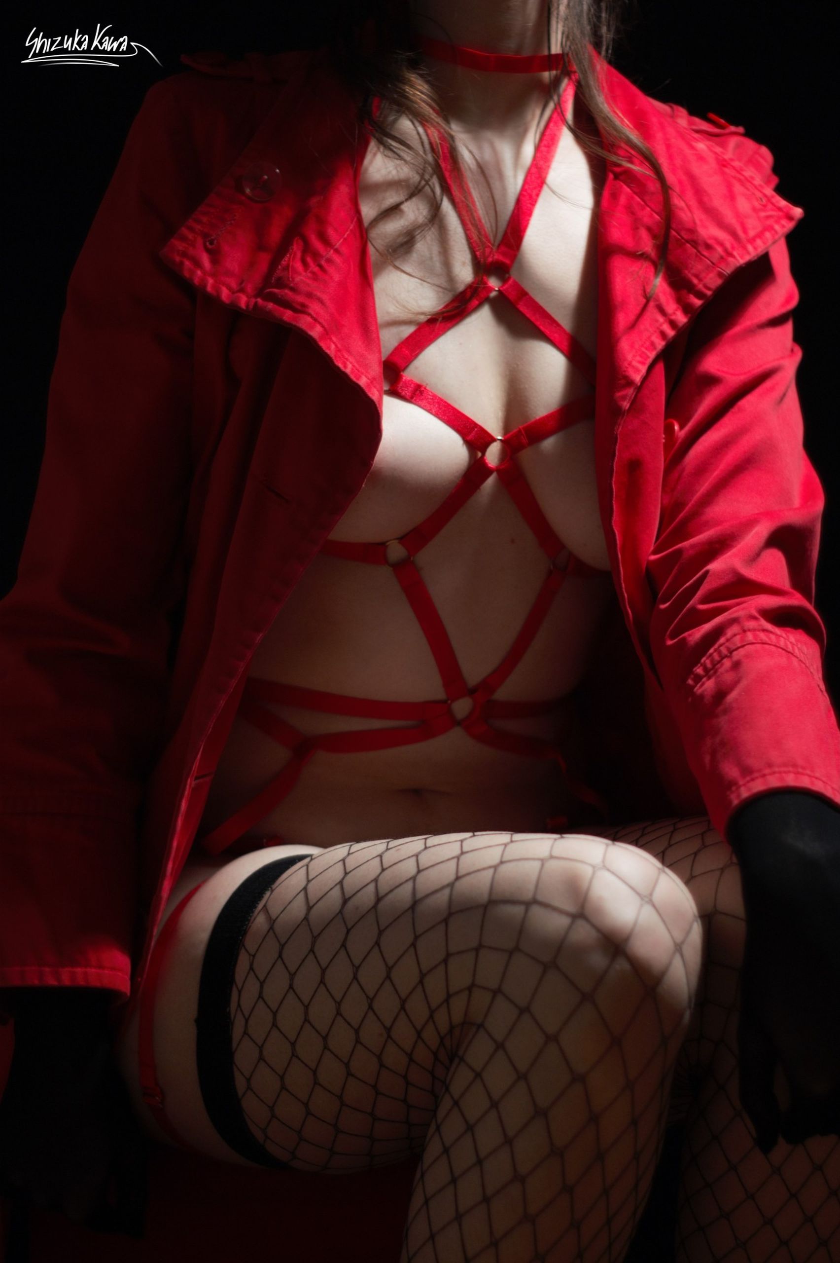 Red Body Harness and Trench Coat image 15