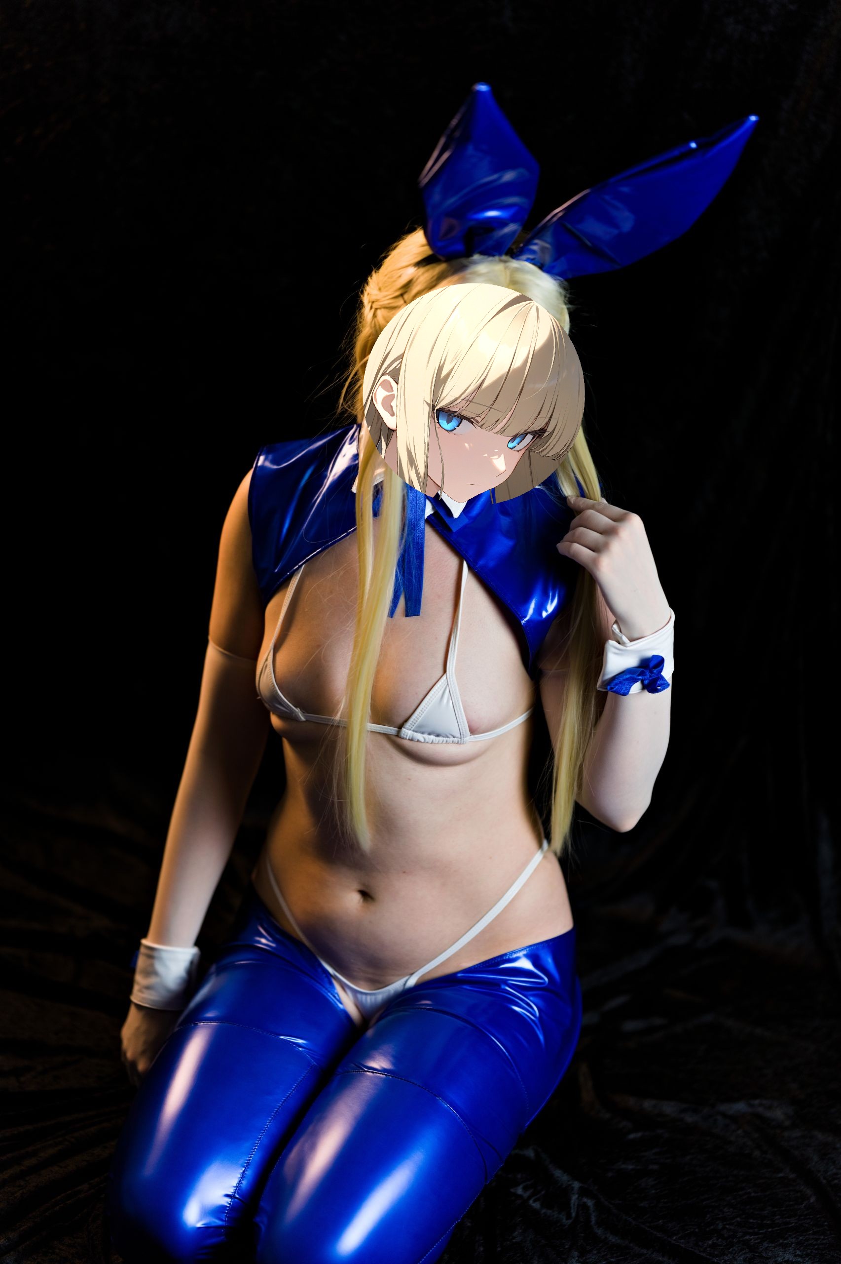 Asuma Toki in Blue Latex Reverse Bunnysuit and White Gloves image 22
