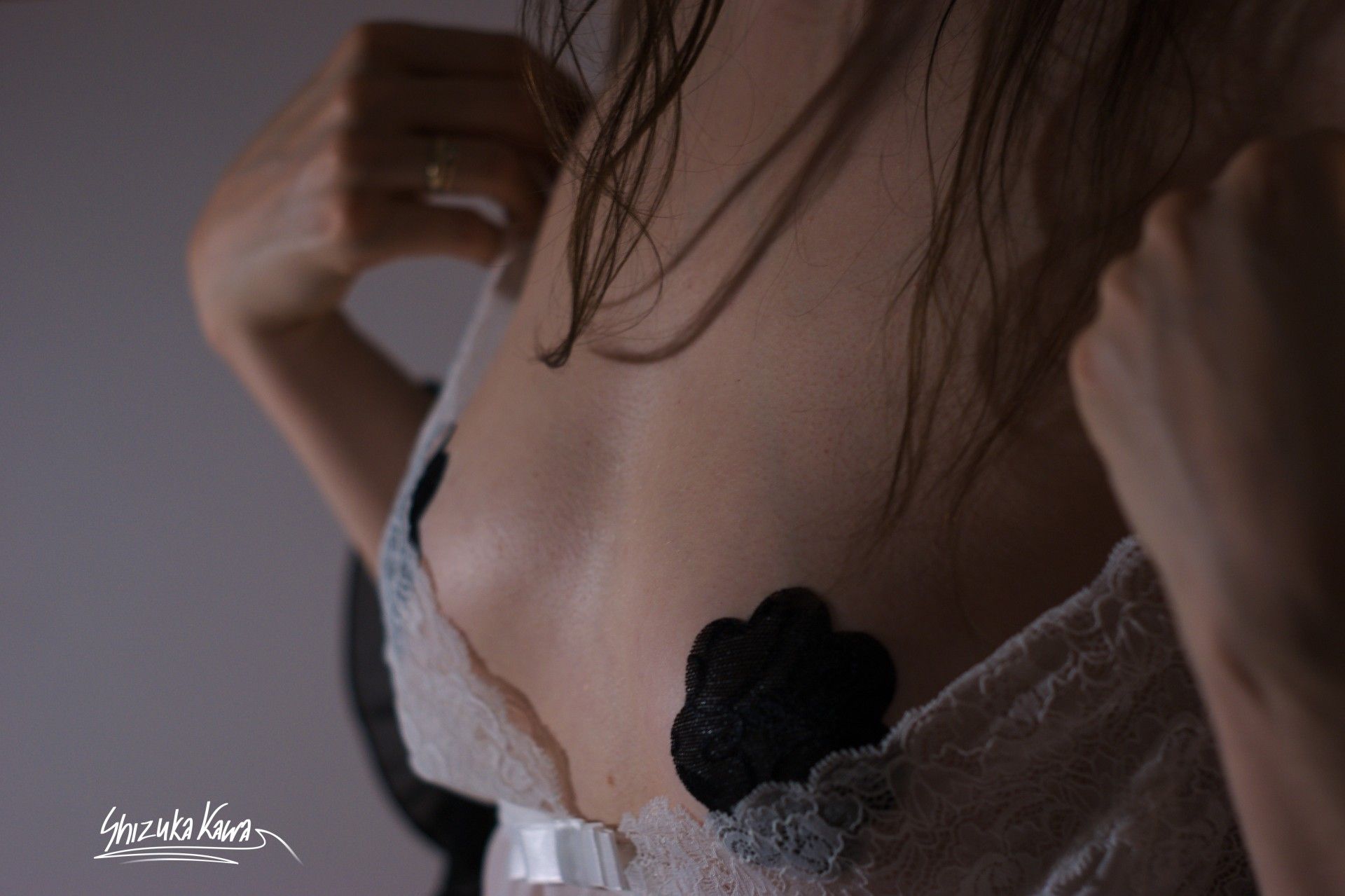 White Babydoll with Stockings and Black Pasties image 2