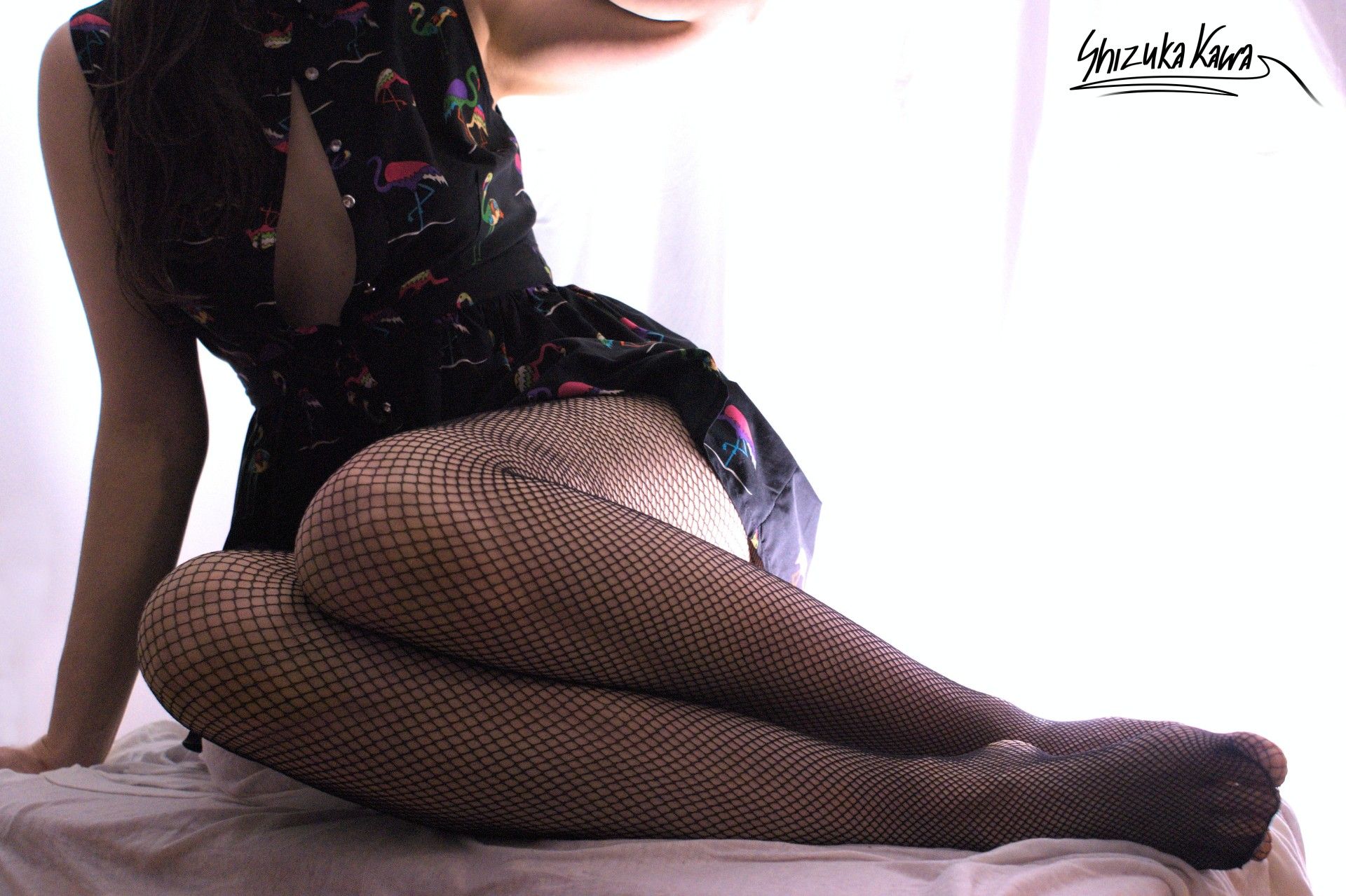 Braless and Pantyless Casual Dress with Fishnet Pantyhose image 25
