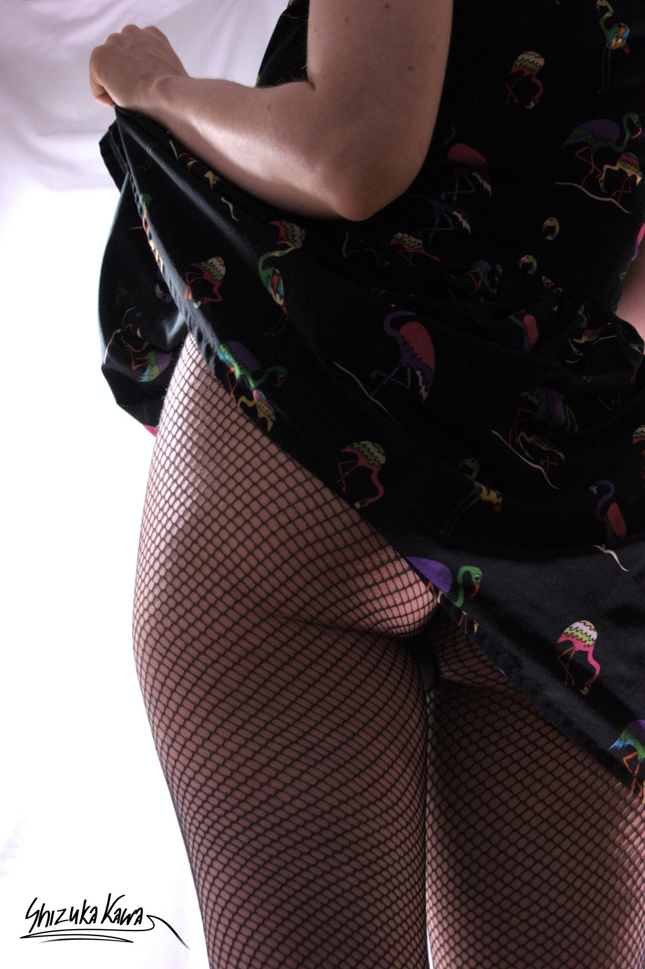 Braless and Pantyless Casual Dress with Fishnet Pantyhose image 5