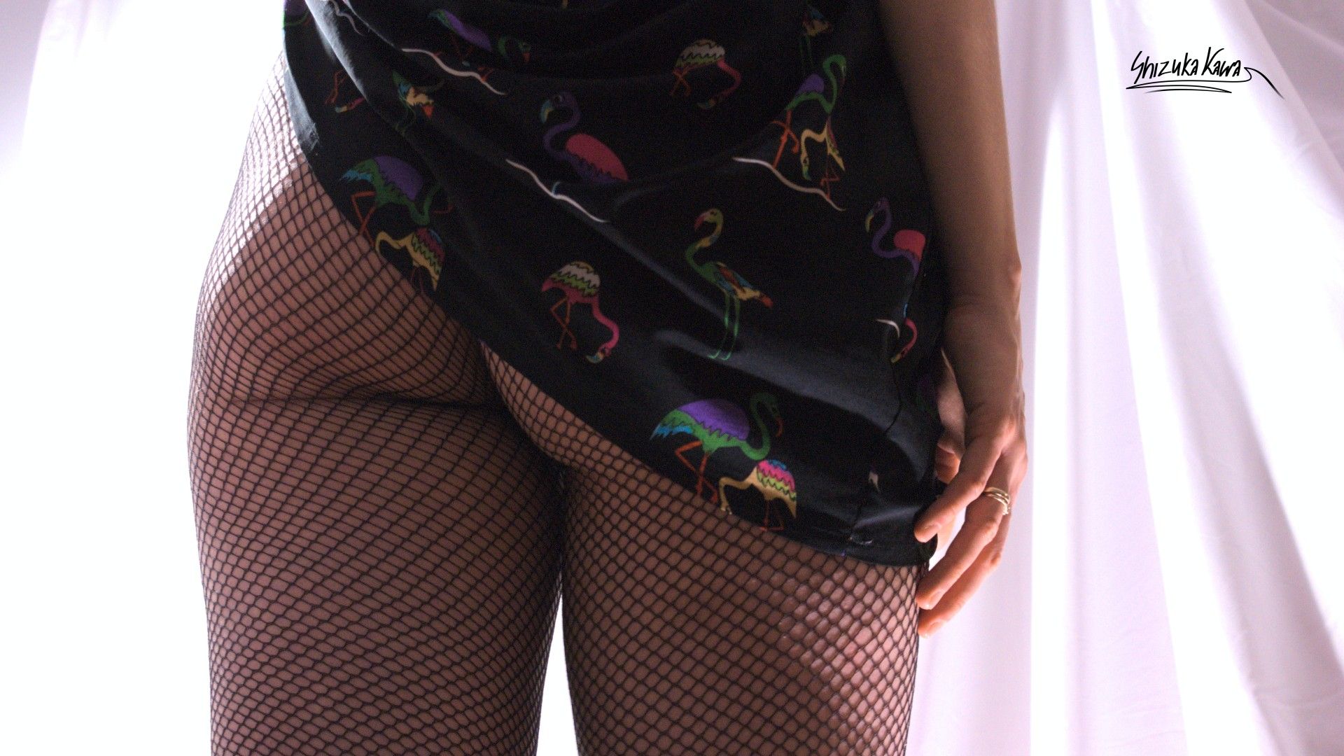 Braless and Pantyless Casual Dress with Fishnet Pantyhose image 6