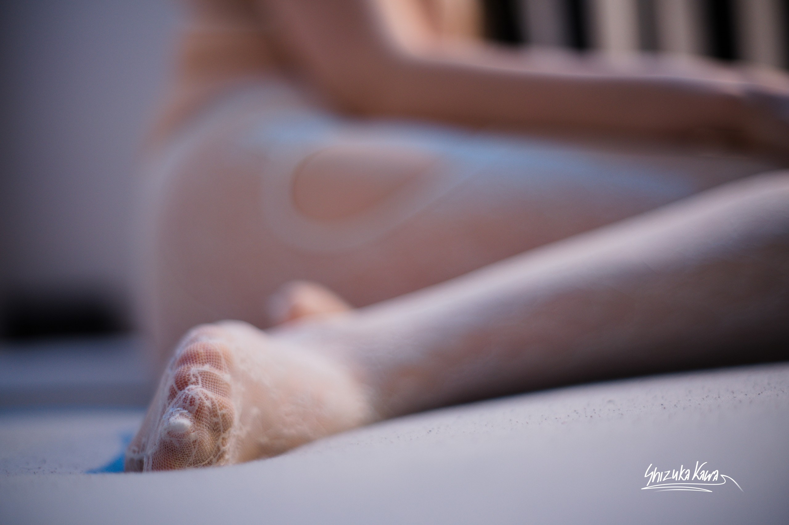 Neko Girl in White Transparent Lingerie and Crotchless Lacey Pantyhose image 1