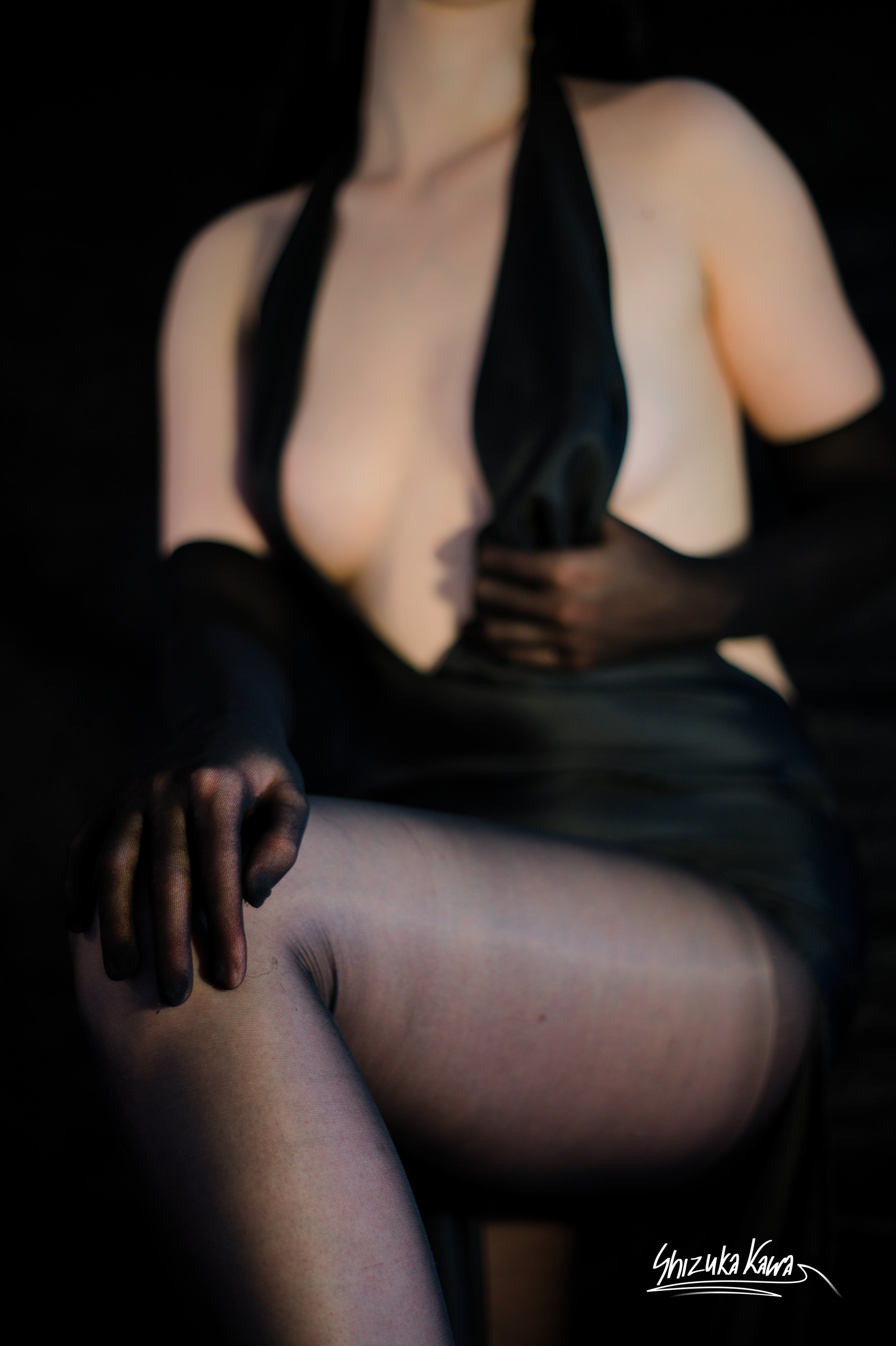 Anubis in Black Revealing Evening Dress and Pantyhose image 11