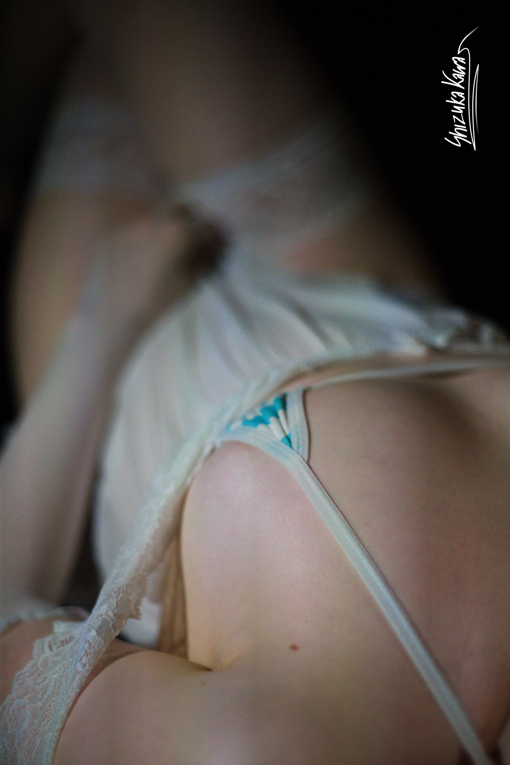 Teal Striped Micro Bikini and See-through White Lace Babydoll image 45
