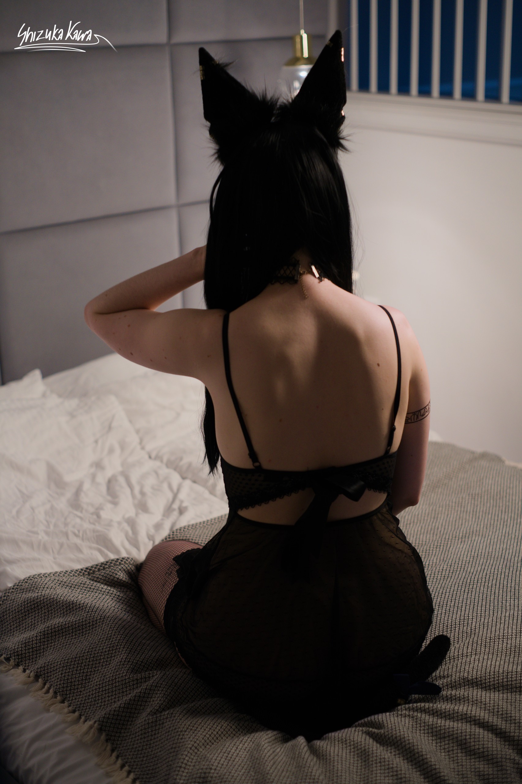 Anubis in Black See-through Babydoll and Stockings image 6