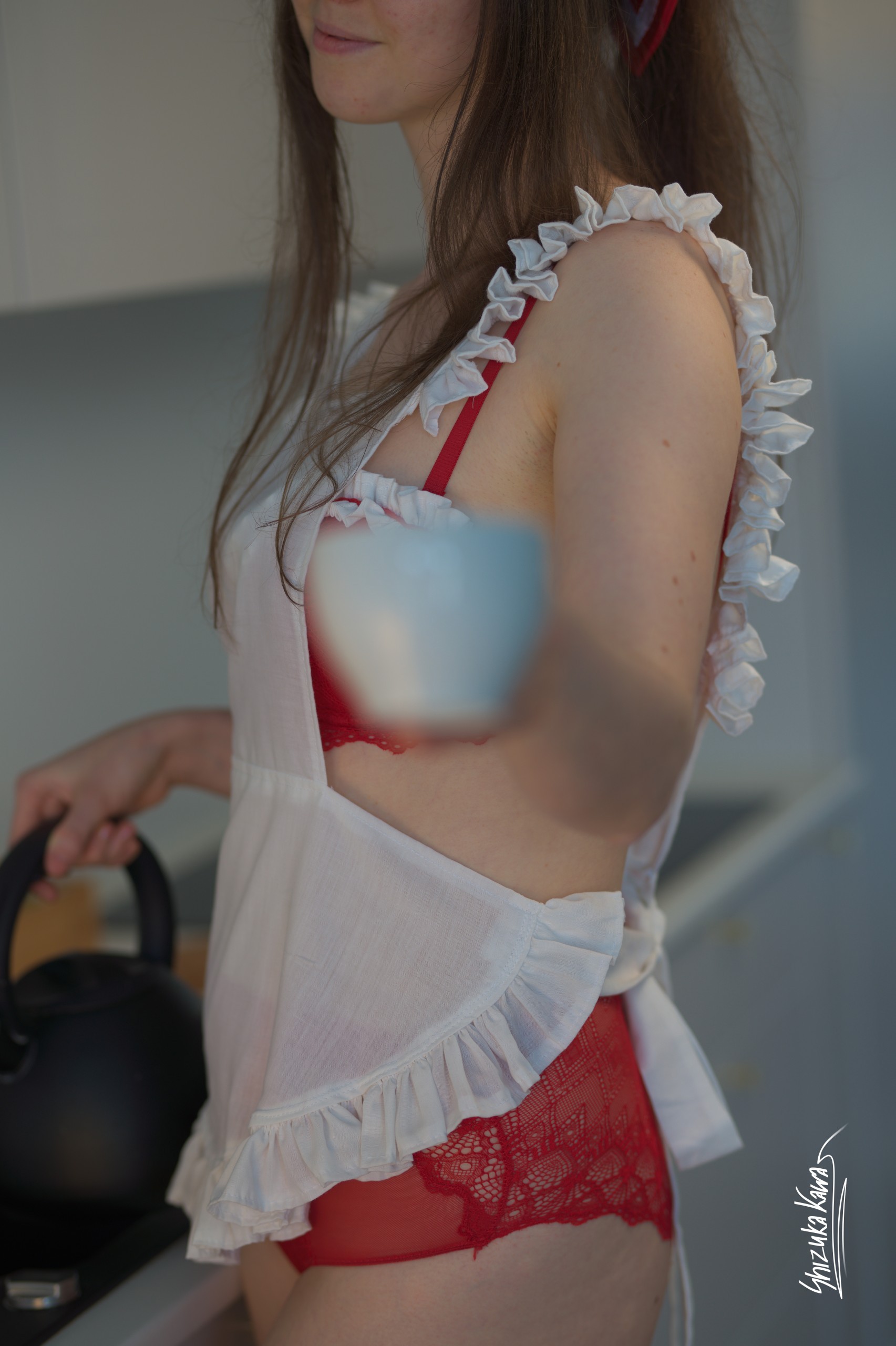 Red Shirt with Red Lingerie and Apron image 11