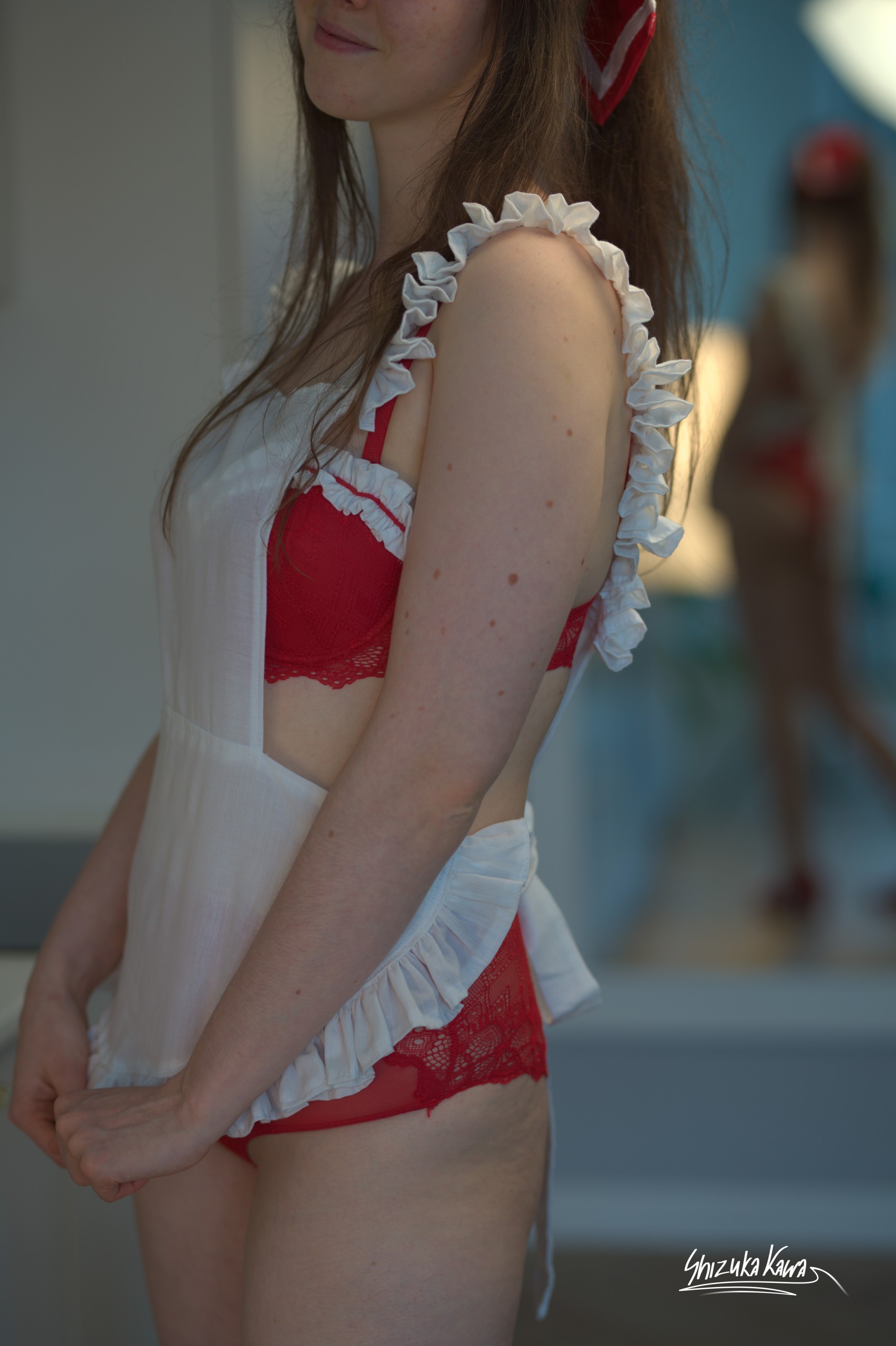 Red Shirt with Red Lingerie and Apron image 12