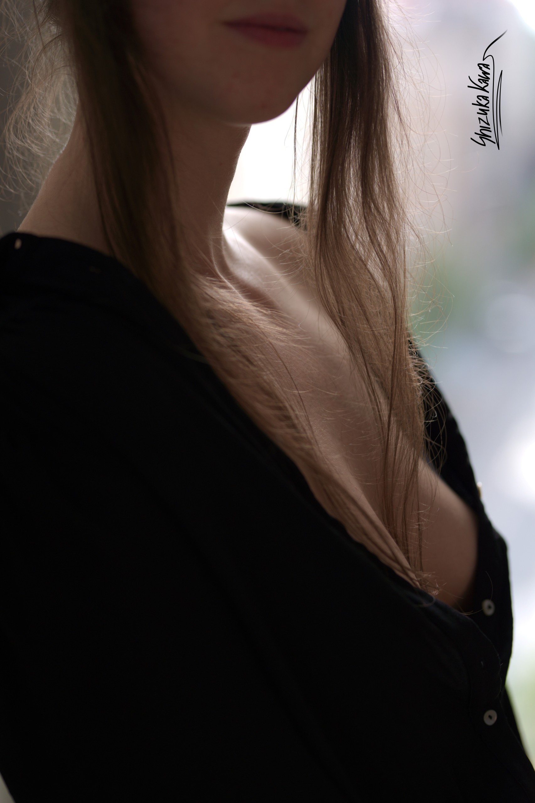 Black Button-up Shirt with Pencil Skirt and Pantyless Pantyhose image 35