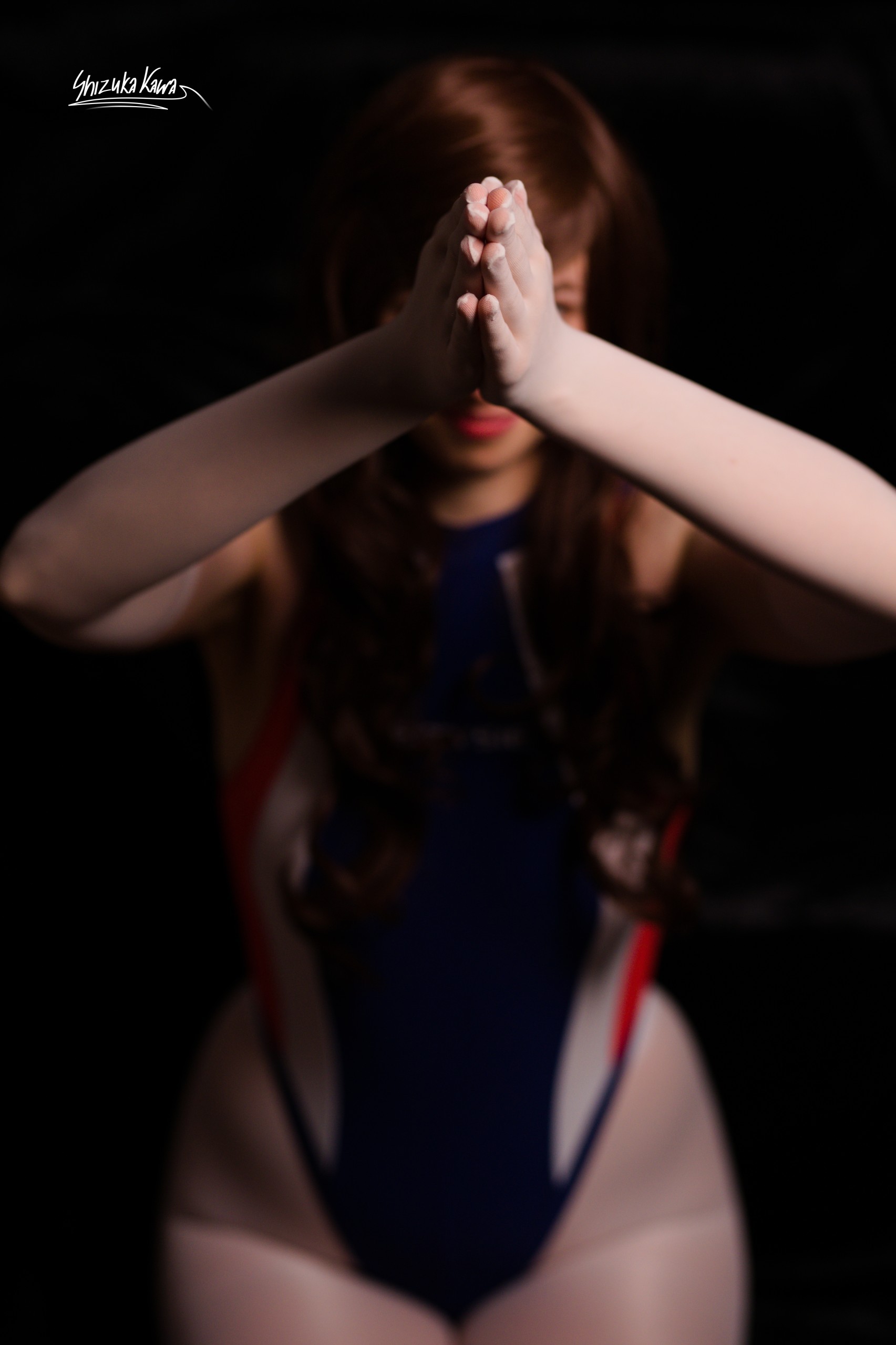 One Piece Competition Swimsuit with White Pantyhose and Gloves image 21
