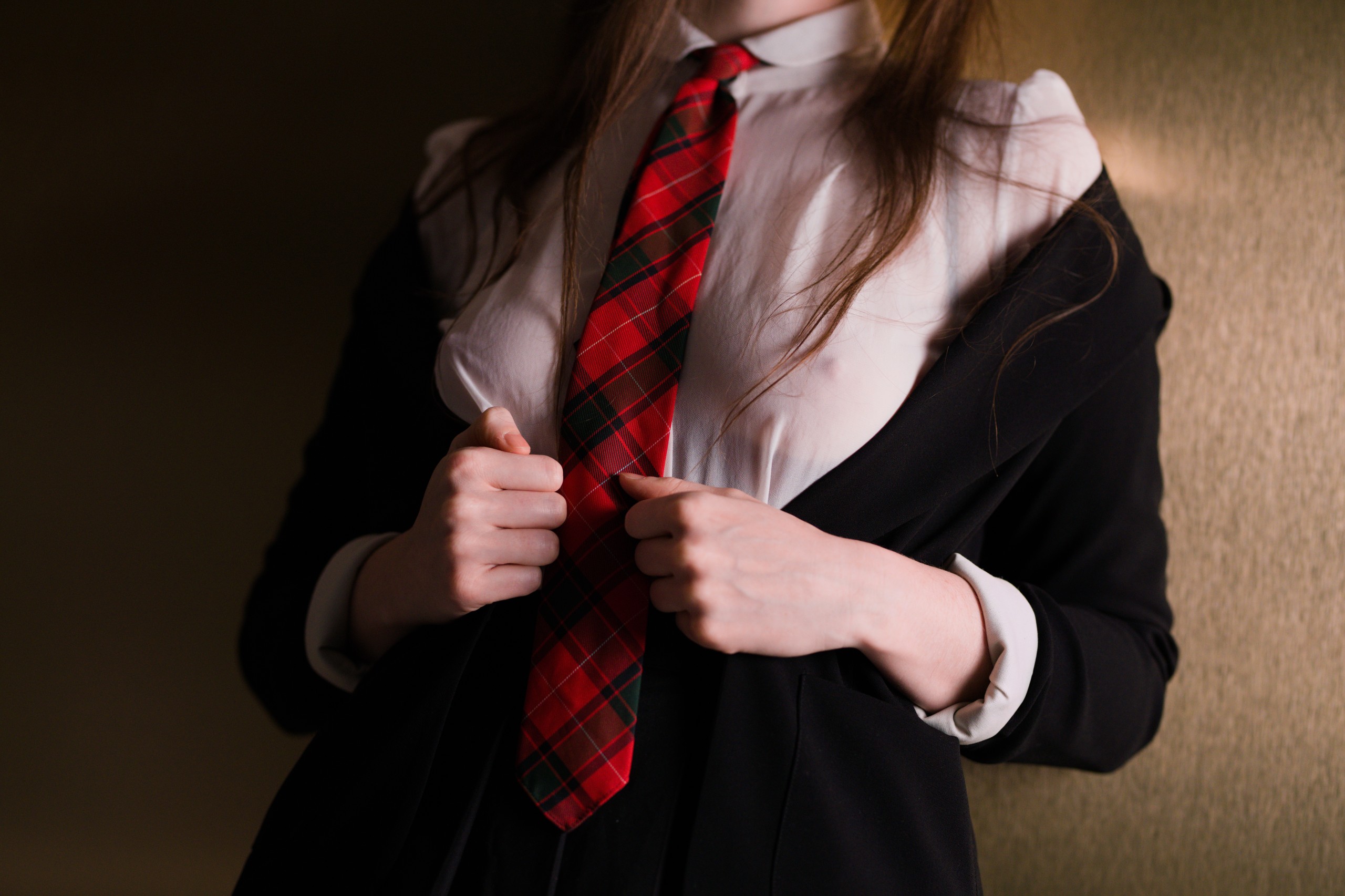 Schoolgirl in Transparent Shirt with Cupless Bra, Crotchless Panties and Garter Belt image 6