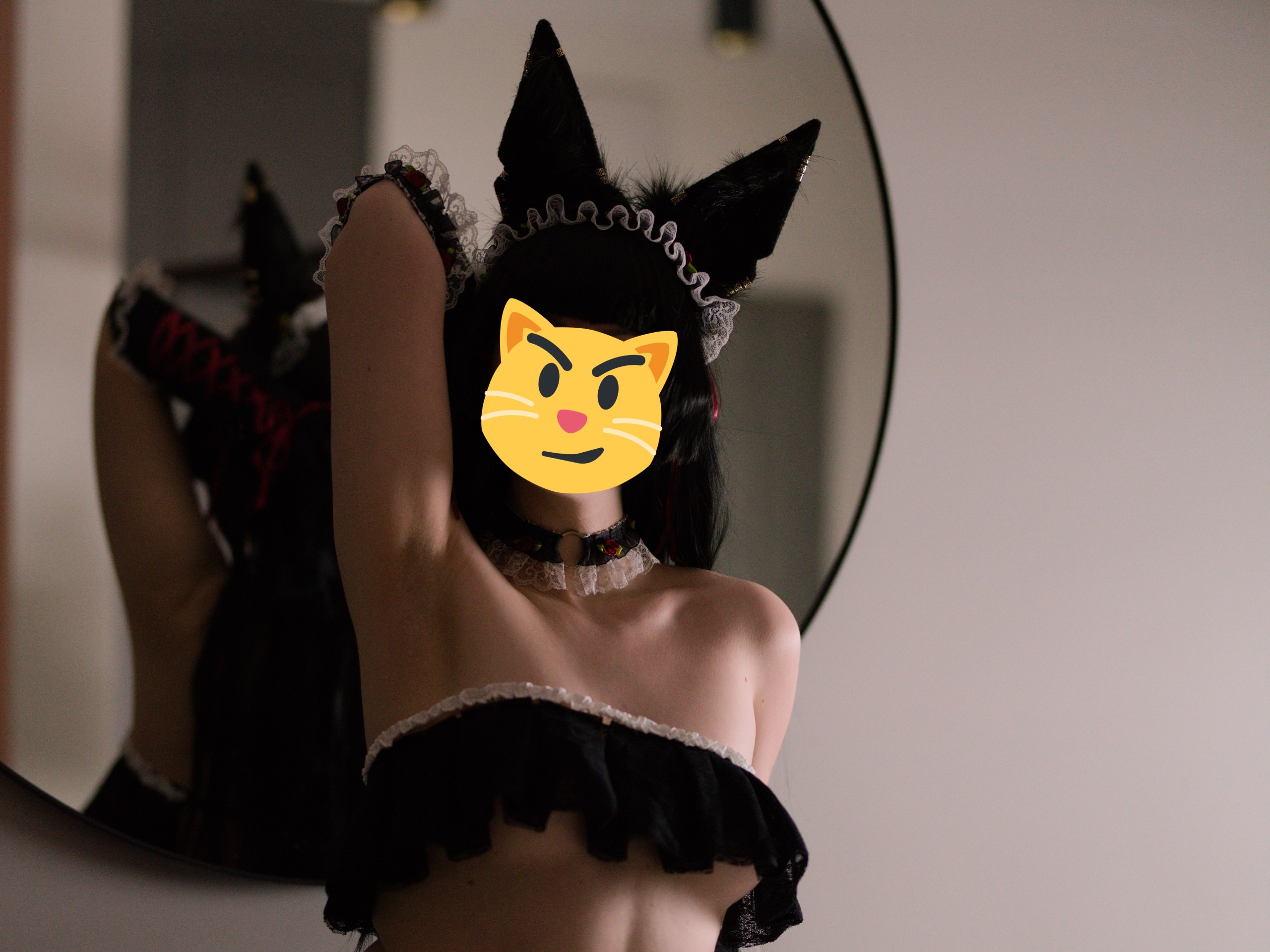 Anubis in Black Frilly Lace Swimsuit and Lace-trimmed Stockings image 9