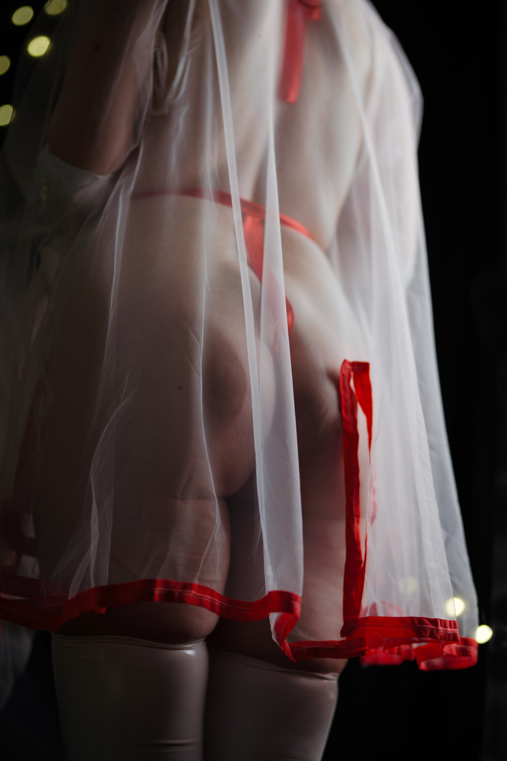 Miko Priestess in See-through Kimono and Red Ribbon image 18